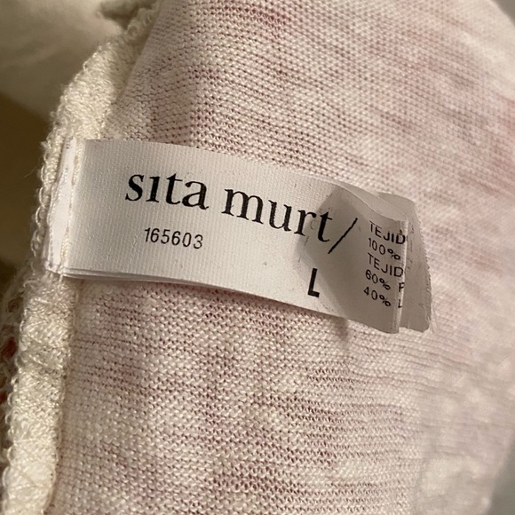 Anthro Sita Murt Linen Blend Open Weave Crochet Back 3/4 Sleeve Draped Cardigan - Picture 10 of 12